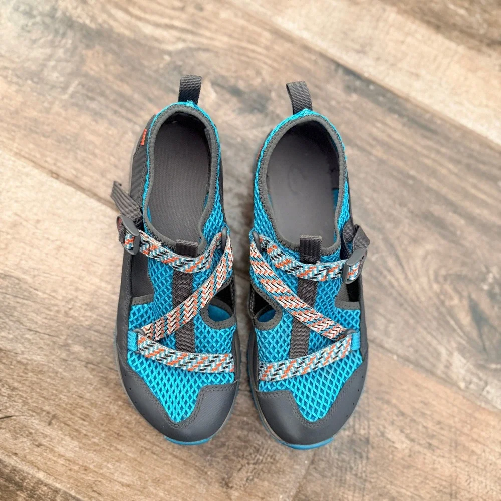 Chaco Kids Odyssey Strappy Mesh Sandals, Teal Gray, 5